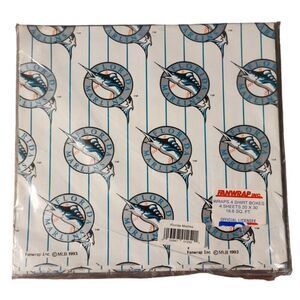 Vintage MLB Florida Marlins Baseball Fanwrap Inc Shirt Box Wrapping Gift Sheets